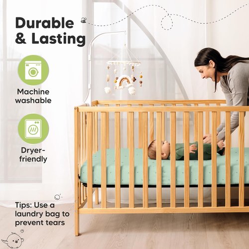 KeaBabies Fitted Crib Sheets - Soft Bamboo Viscose Cotton, 52x28, Gender Neutral, Durable (Bunnies)