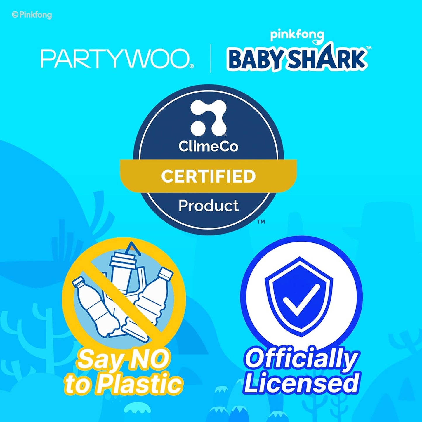 PartyWoo Baby Shark Blue Foil Number 3 Balloon - 5pcs 18-Inch Round Mylar Helium Birthday Decorations for Kids