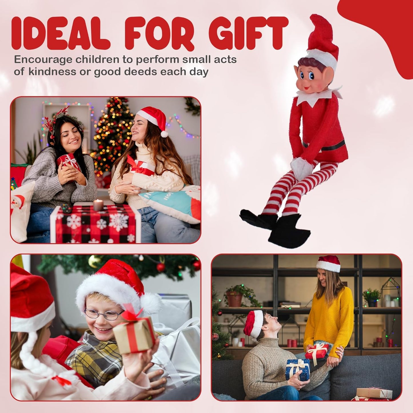 Quebec Christmas Mischief Makers - Naughty Santa’s Little Helper Elf Toy | Soft Body, Vinyl Face, Hook and Loop Grip