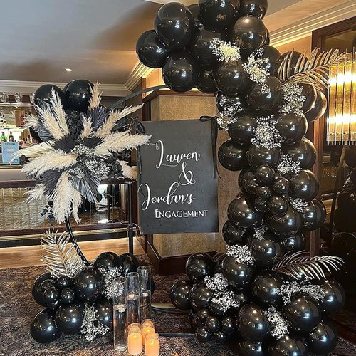 Labeol Black Halloween Balloons - 151PCS Latex Balloon Garland Kit | 5-18 Inch for Parties & Events