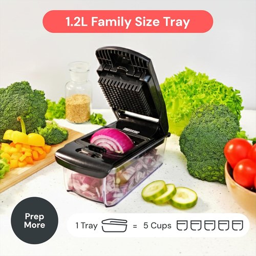 Fullstar Pro Vegetable Chopper - 2-in-1 Food Dicer with Container & Fruit Cutter | Essential Kitchen Gadget (Black)