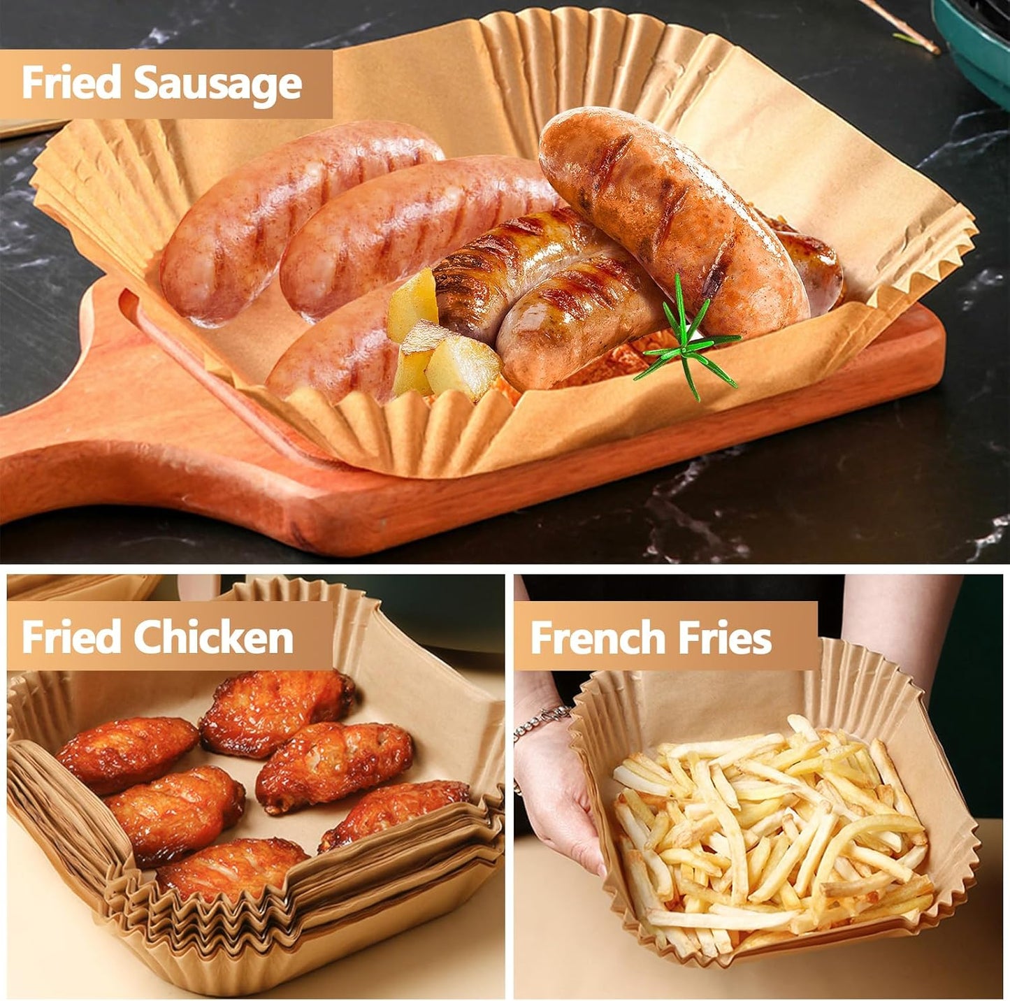 Skiennix 9-Inch Air Fryer Liners | 125PCS Non-Stick & Oil-Proof Baking Paper for Fryers & Ovens
