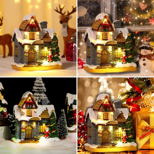 Christmas Village Houses - Warm Light Battery Operated Tabletop Decoration | Perfect Xmas Gift