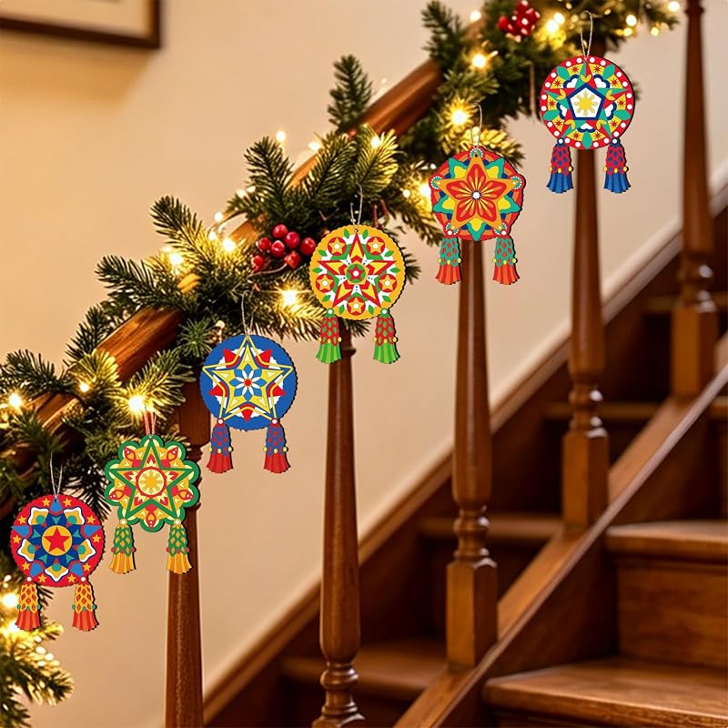 DIY Capiz Star Christmas Ornaments - 24-Piece Color Your Own Parol Lantern Set (Variation: DIY Capiz Star)