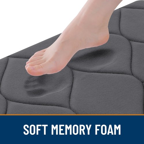 Smiry Memory Foam Bath Mat 30''x20'', Ultra Soft Non-Slip Bathroom Rug, Plush Water Absorbent Quick Dry and Machine Washable Floor Mat for Shower, Tub & Home Decor, Dark Grey