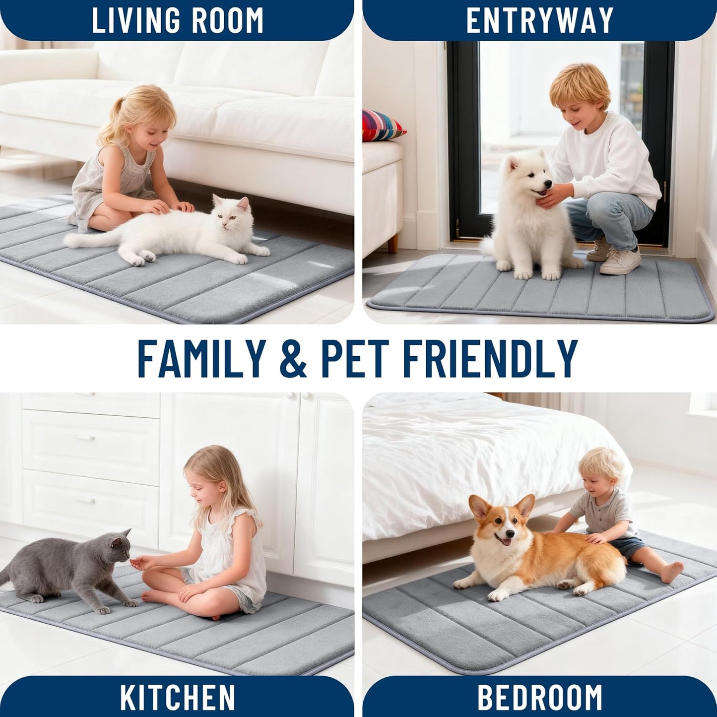 OLANLY Memory Foam Bath Mat - Super Soft & Absorbent Bathroom Rug | Quick Dry, Machine Washable, 30x20, Grey
