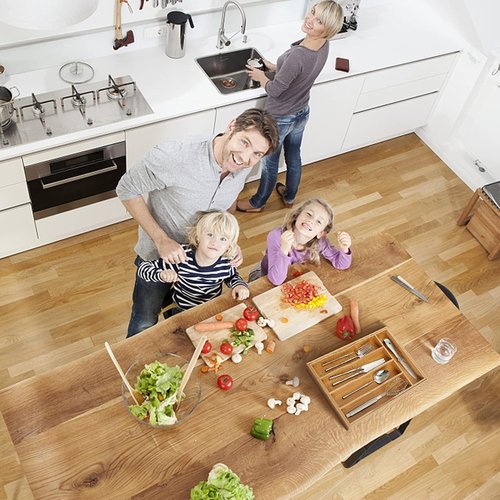 Bamboo Expandable Kitchen Drawer Organizer - Adjustable Cutlery Tray for Utensils | Natural Wood Finish
