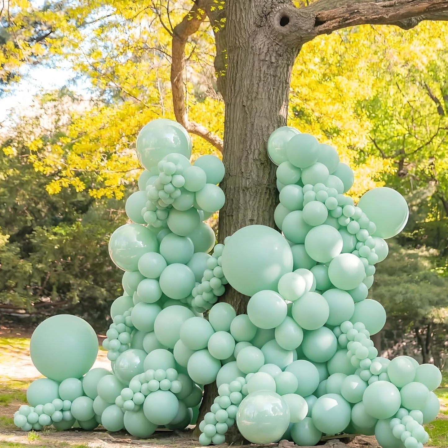 Skiennix Mint Green Balloon Set - 120 Latex Balloons in 5 Sizes for Birthday & Wedding Decor