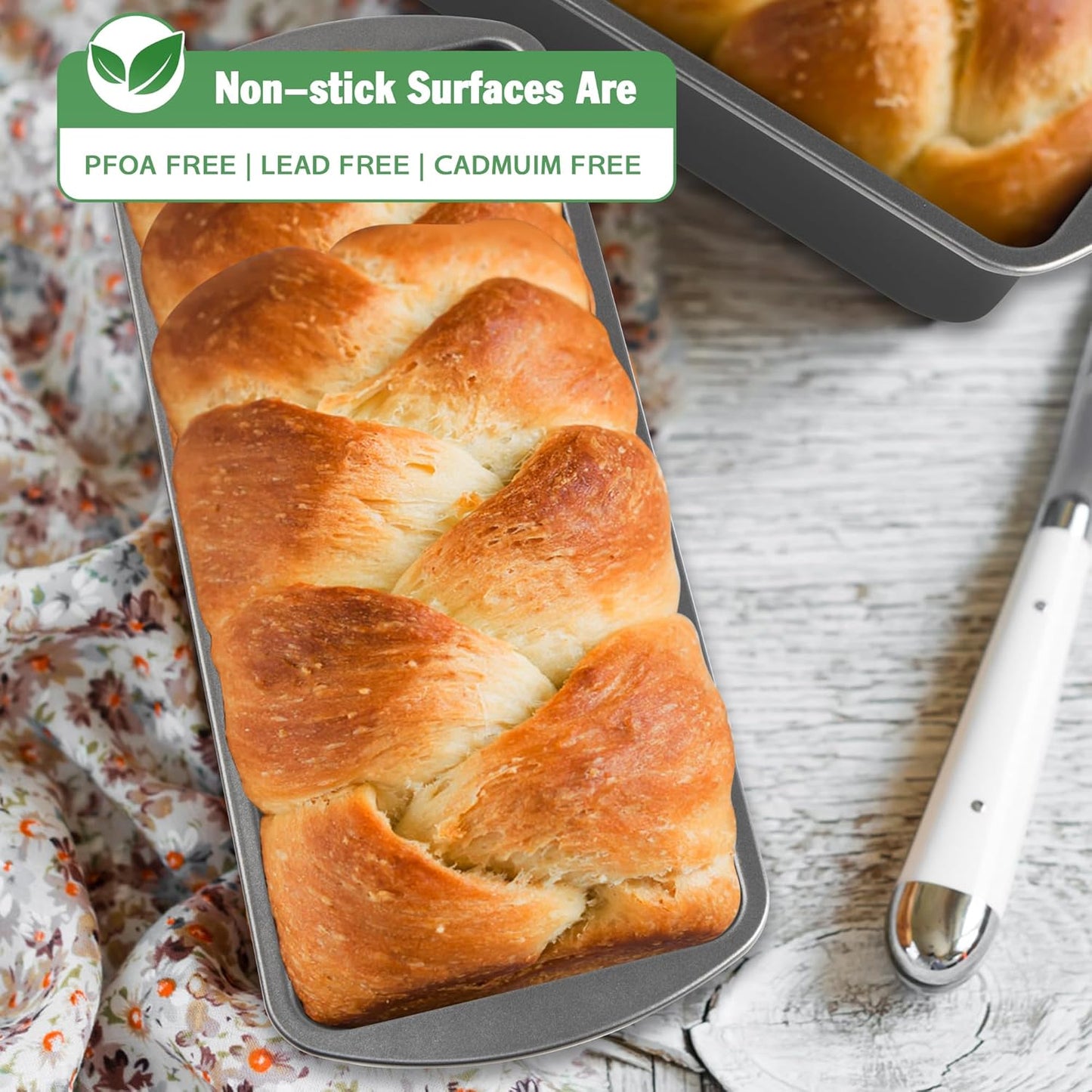 Tiawudi Extra Large Nonstick Bread Pan Set - 13" x 5" Rectangular Loaf Tins for Perfect Baking