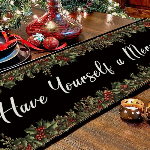 GAGEC Yule Table Runner - Festive Christmas Decor for Home & Kitchen | 72 Inches