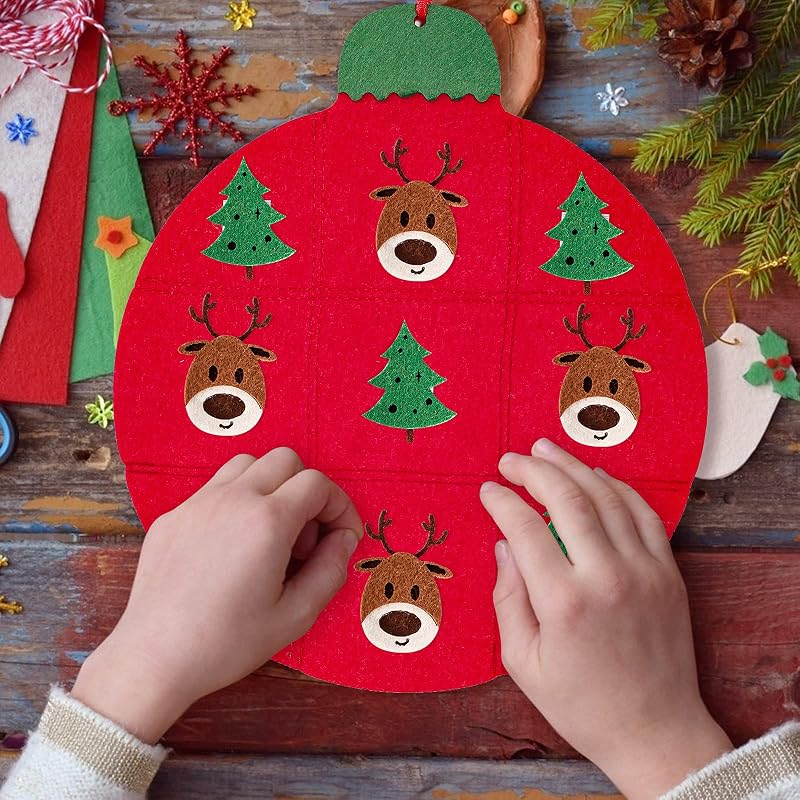 Max Fun Felt Christmas Tree Kit for Toddlers — 40 Tree Ornaments + Tic-Tac-Toe Game