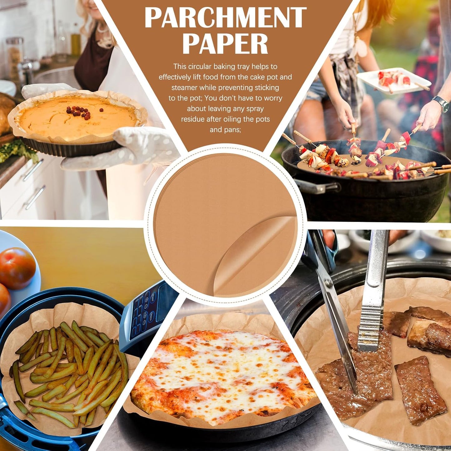 Teenyyou 40 Pcs Round Parchment Paper Liners - 20 Inch Disposable Baking Sheets for Dutch Ovens, Air Fryers & BBQ