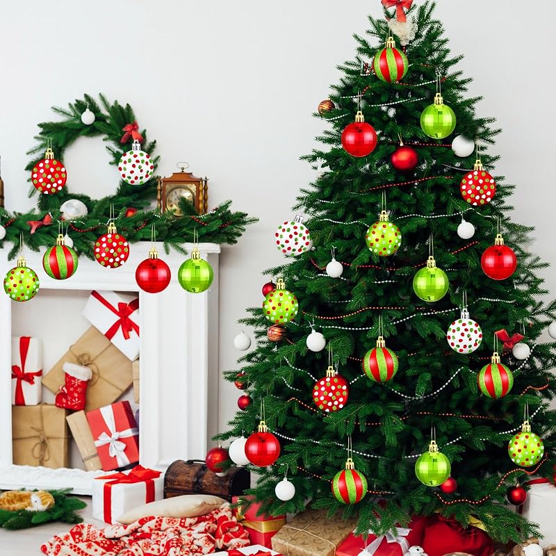 12 Pcs Christmas Ball Ornaments Set 2 Inch Red Green White Glittering - Variation Classic+12+2.36 Inch