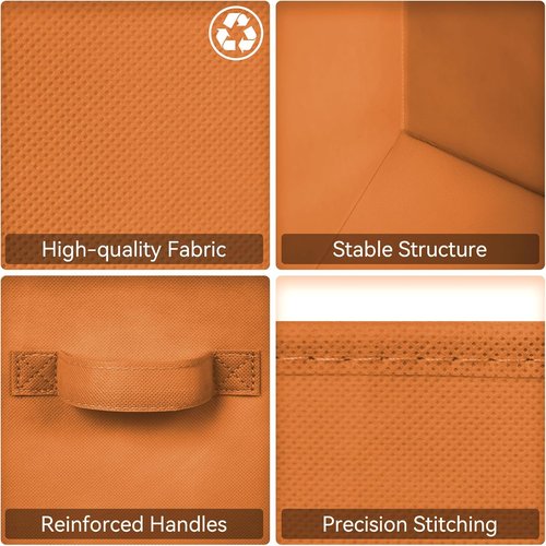 Granny Says 11-Inch Cube Storage Bins - Fabric Organizer with Handles | 6-Pack in Yellow & Orange