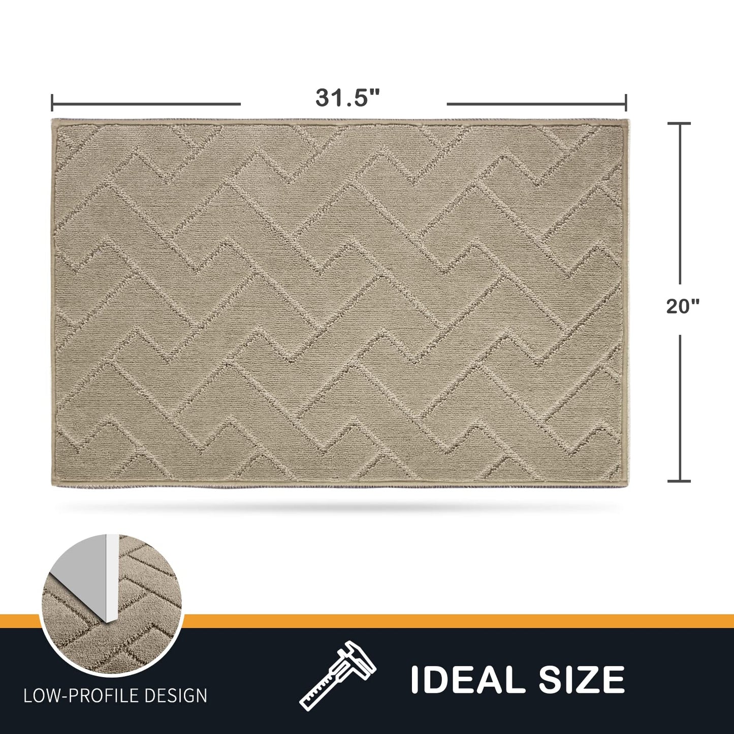 PURRUGS Dirt Trapping Door Mat 20" x 31.5", Non-Slip Machine Washable Entry Rug, Dog Doormat, Indoor Front Door Mat, Super Absorbent Entryway Rug for Muddy Shoes & Paws, Taupe