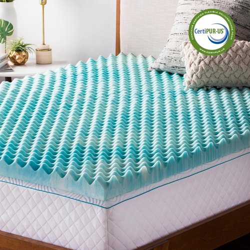 Linenspa Gel Memory Foam Mattress Topper - Reversible Egg Crate Design for Comfort - Twin Size