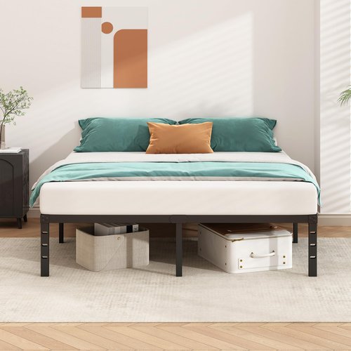 HLIPHA Metal Platform Bed Frame 18 Inch Tall,No Box Spring Needed,Twin Size Bed with Heavy Duty Strong Support Slats,Easy to Assemble,Black