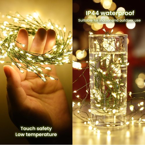 Dailyart 120 LED Starry Fairy Lights - Waterproof Dark Green Copper Wire String Lights for Weddings, Parties & Decor