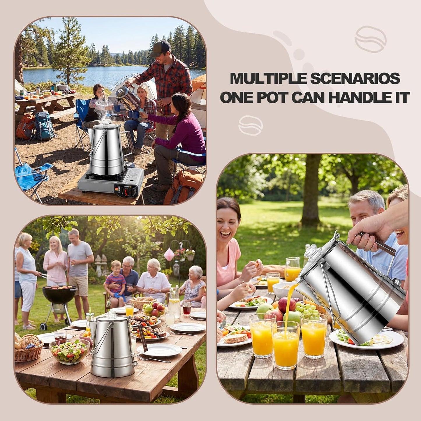 Skiennix 28-Cup Stainless Steel Coffee Percolator - Large Capacity for Camping & Outdoor Use