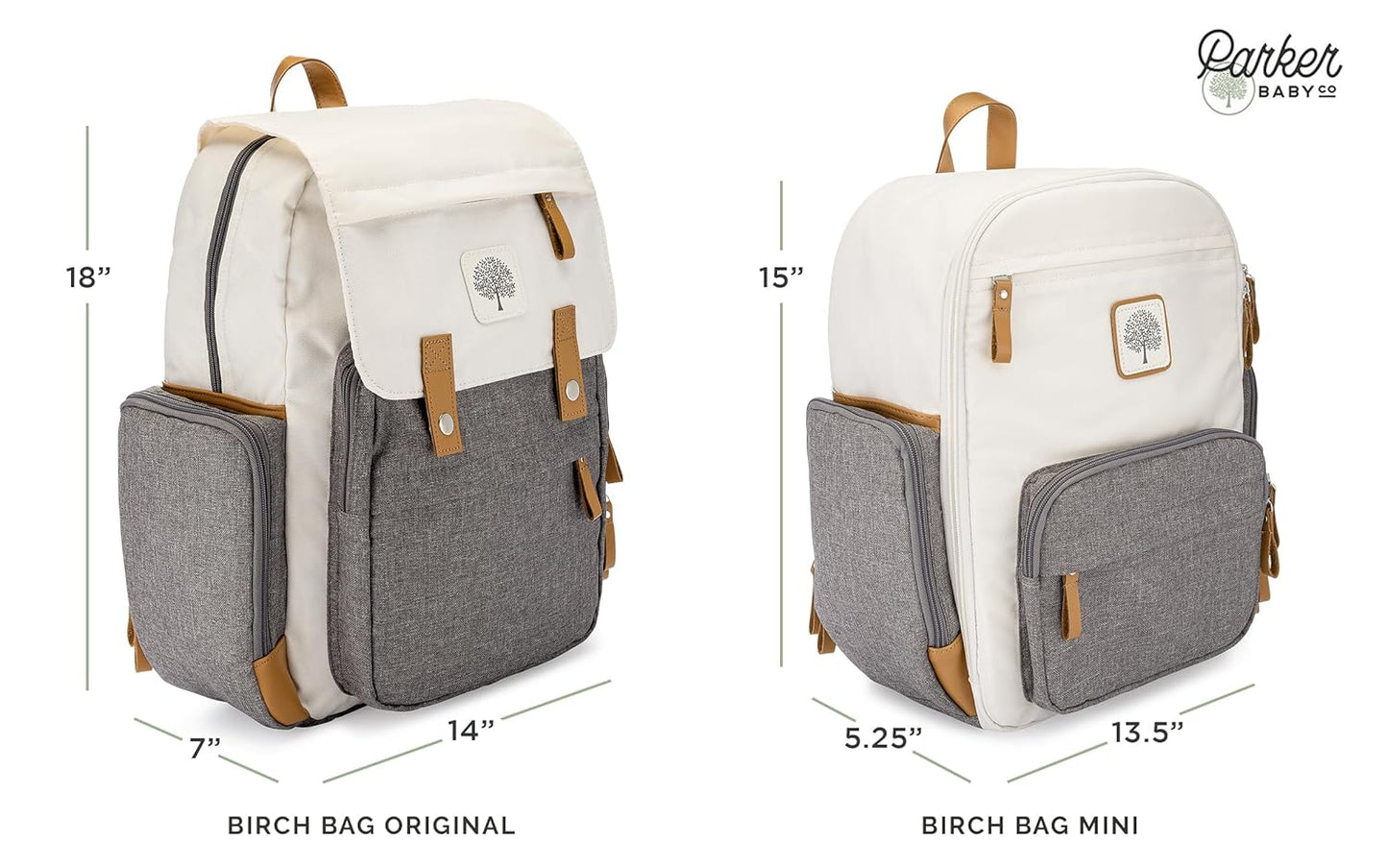 Parker Baby Diaper Backpack - Full Zip Design with Insulated Pockets - Stylish Gray Color