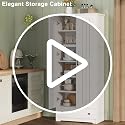 Tall White Storage Cabinet with Adjustable Shelves - 70 Inch Kitchen & Home Pantry