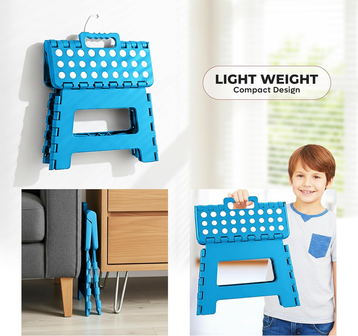 Utopia Home Folding Step Stool - 9-Inch Anti-Slip Collapsible Design - Supports Up to 300 lbs - Blue