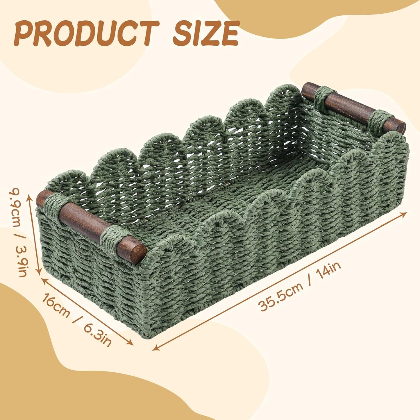 Skiennix Toilet Paper Storage Basket - Stylish Wicker Organizer for Bathroom, Kitchen, or Nursery - Green