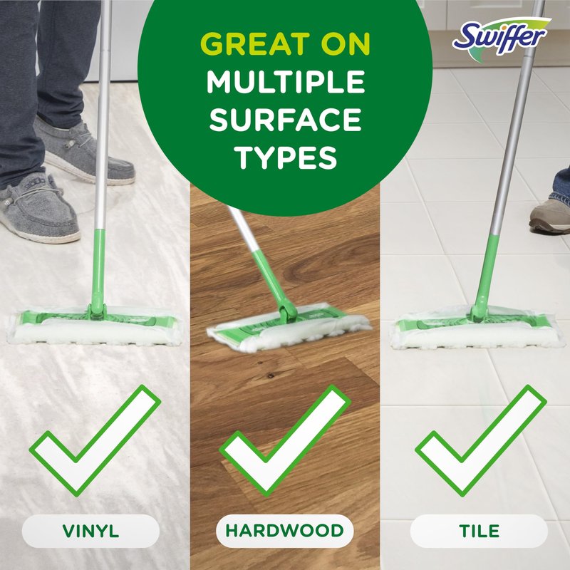 Swiffer Sweep + Mop, Dry Pads Refill, Floor Cleaner for Dirt, Dust, Hair, Cleaning Cloths for Mopping Home, Bathroom, Kitchen, Dust Mop, Floor Duster, Lavender, 52ct