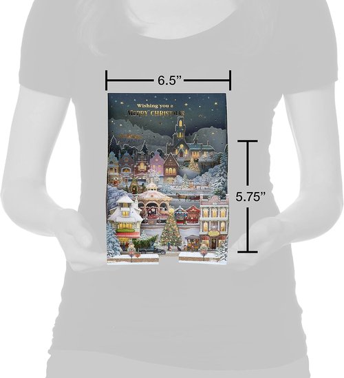American Greetings 3D Christmas Card - Magic Moments Winter Village Scene by Jacquie Lawson | Holiday Cheer
