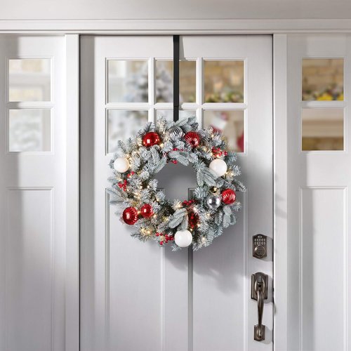 Haute Decor Adjustable Wreath Hanger - Matte Black Over The Door Design for All Door Sizes