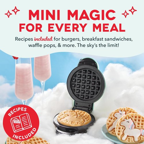 Dash MultiMaker® Mini System - Compact Waffle Maker with Removable Griddle Plates - Aqua, 6 Plates