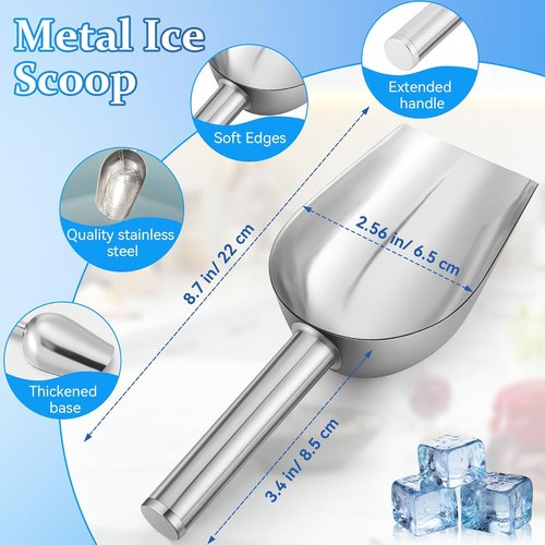 **GE Opal 2.0 Ice Scoop - Magnetic Holder & 9-Inch Low-Carbon Stainless Steel Design | Kitchen & Pet Food Accessory (Black)**