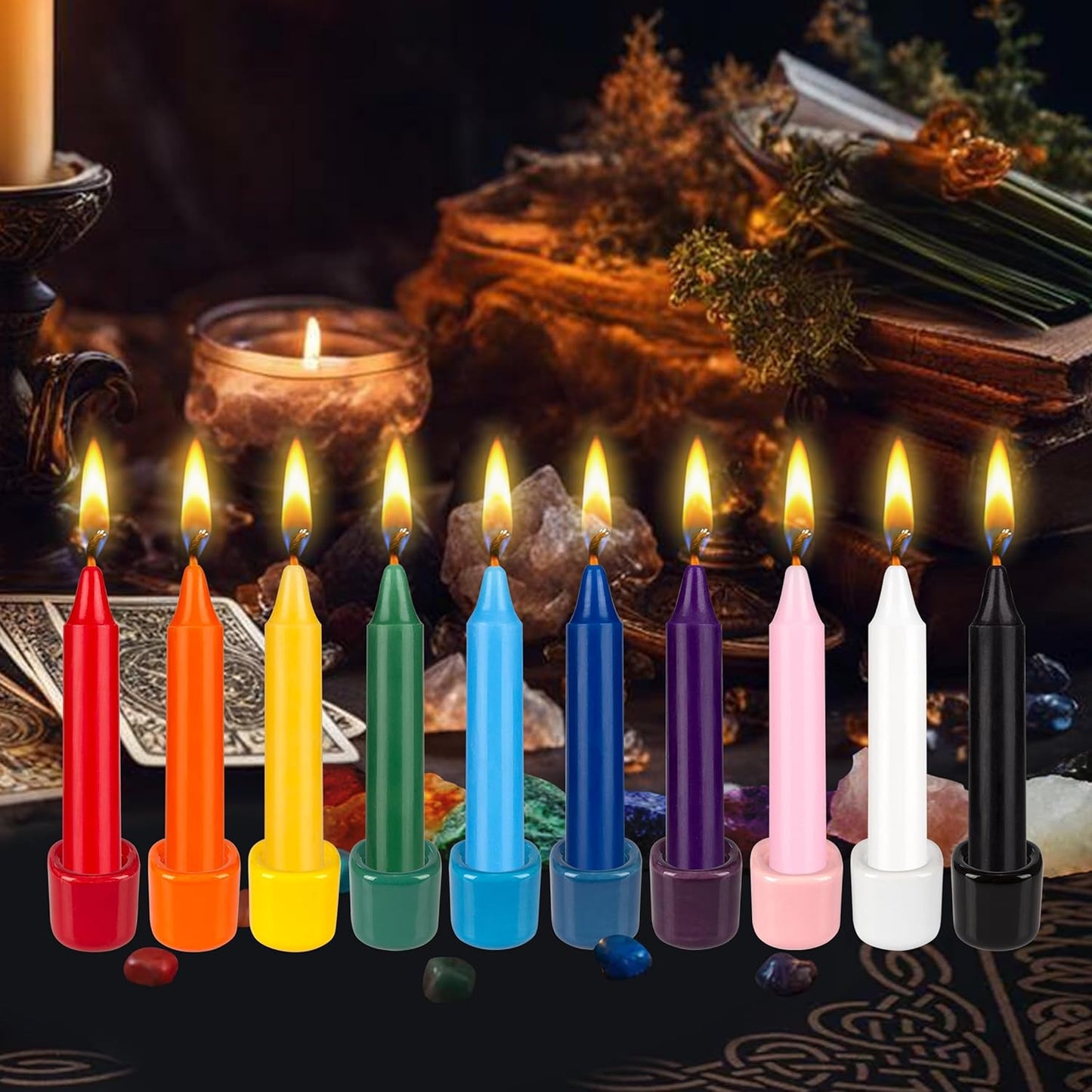 Mega Candles Mini Taper Candles - 10 Pcs Unscented Red 4 Inch Tall for Rituals & Altar Magic