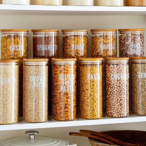 Talented Kitchen 224 White Pantry Labels & Fridge – All Caps Kitchen Pantry Names & Fridge – Food Label Sticker, Water Resistant Pantry Labels for Containers Jar Pantry Organization and Storage