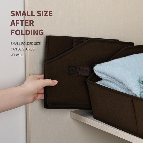 Homsorout Decorative Storage Baskets - Trapezoid Closet Bins with Handles for Home & Office | 3 Pack, Brown