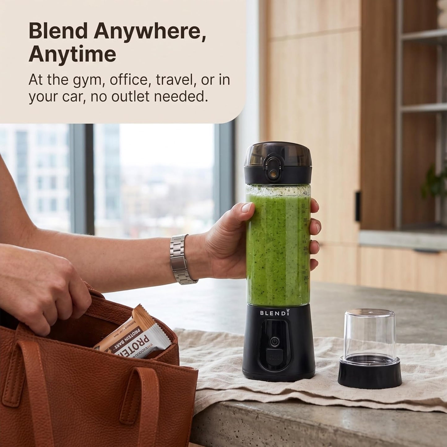 BLENDi Pro+ Portable Blender - 120W Ice Crushing Motor, USB-C Rechargeable, 17.5oz Black | BPA-Free & Travel-Friendly