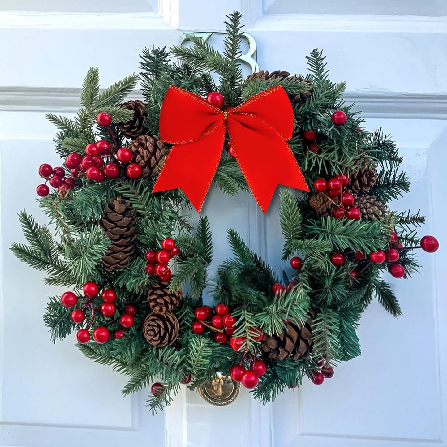 Regine Switzerland 12Pcs Red Velvet Bows - 6 Inch Christmas Tree Decorations for Holiday Decor
