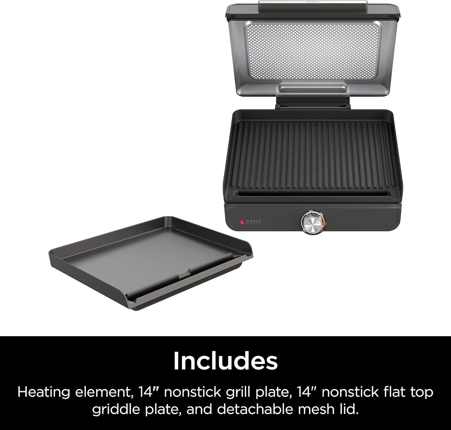 Ninja Electric Griddle & Indoor Grill - Nonstick 14” Cooking Surface for Steak, Burgers & Veggies