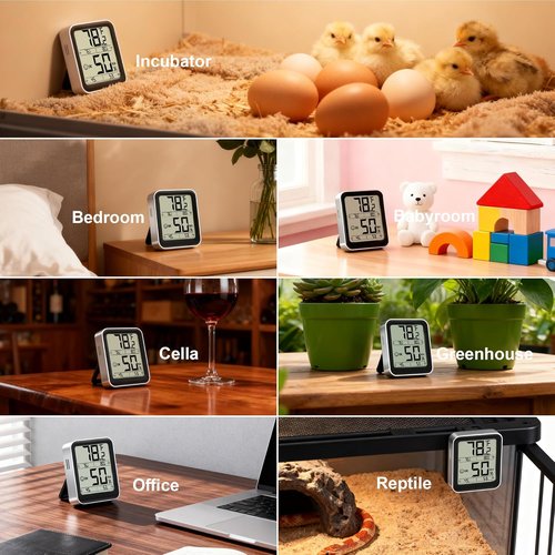 Antonki Digital Indoor Thermometer & Hygrometer - Accurate Temperature & Humidity Sensor with Max/Min Records - AAA Battery Included