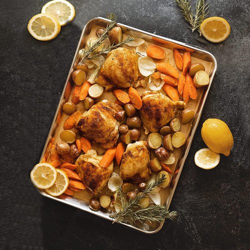 KITCHENATICS Nonstick Baking Sheets - Heavy Duty Aluminum Half Sheet Pans, 13.1" x 17.9", Set of 2