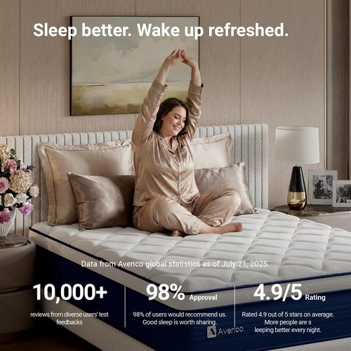 Avenco 12 Inch Queen Mattress - Hypoallergenic Hybrid Design for Back Pain Relief | CertiPUR-US Certified