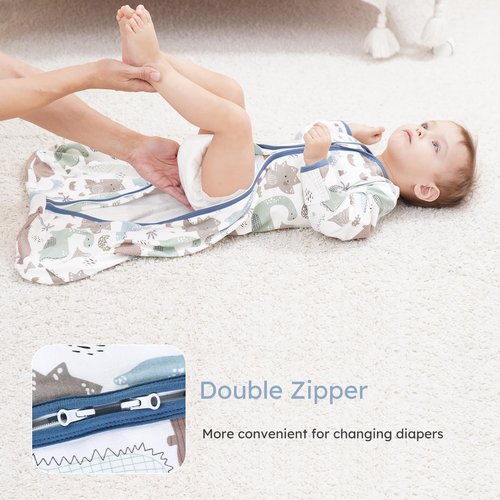 Yoofoss Baby Sleep Sack 6-12 Months Long Sleeve Wearable Blanket Baby 100% Cotton 2-Way Zipper 0.5 Tog Infants Sleeping Sack, Lightweight(Medium)