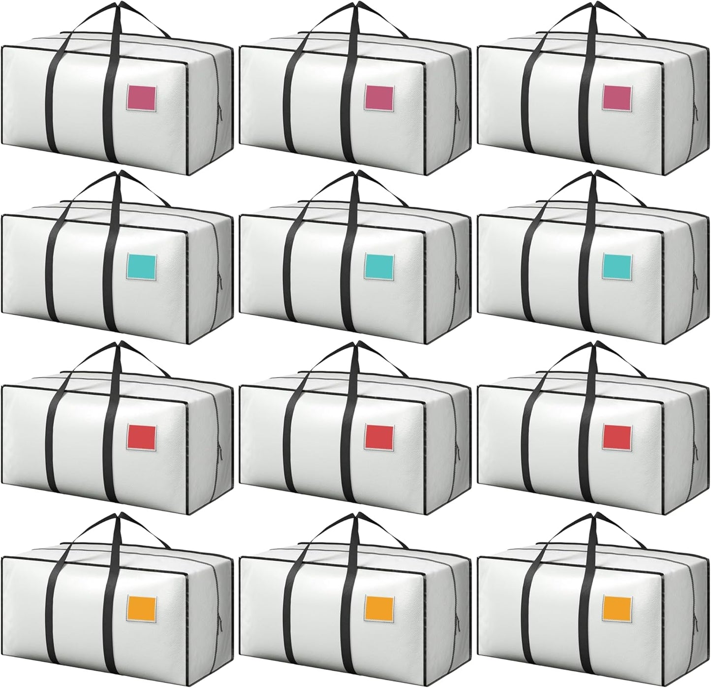 Skiennix 12 Pack Moving Bags - Extra Large 93L Heavy Duty Waterproof Storage Totes | Ideal for College Dorms & Home Organization