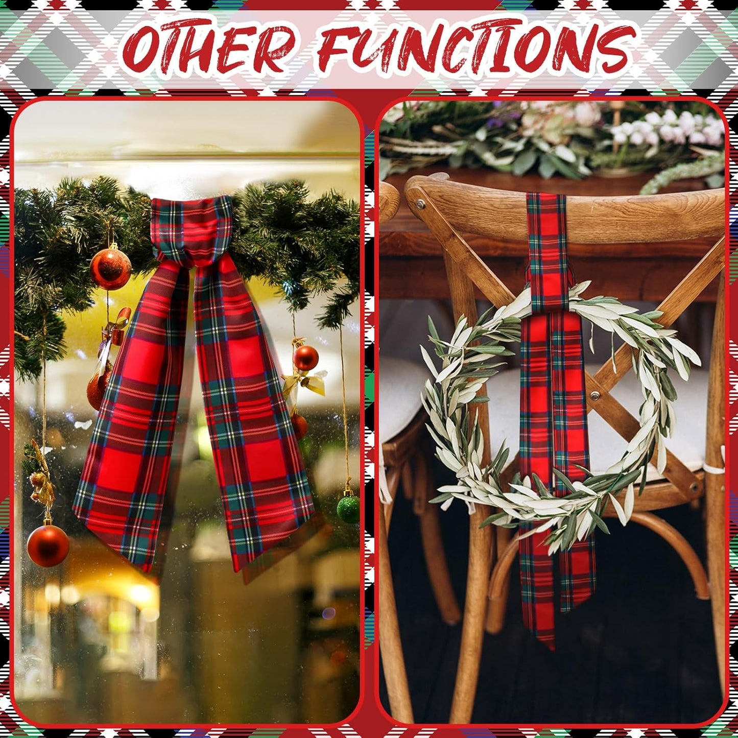 VitalCozy Christmas Wreath Sash - Satin Monogram Ribbon for Indoor/Outdoor Decor | Holiday Garland Accessory