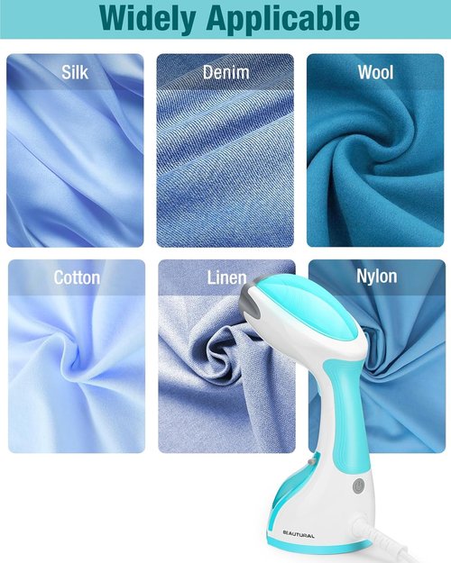 Beautural Steamer for Clothes - Portable Handheld Fabric Wrinkle Remover | Fast 30-Second Heat-Up, Auto-Off, Large Tank