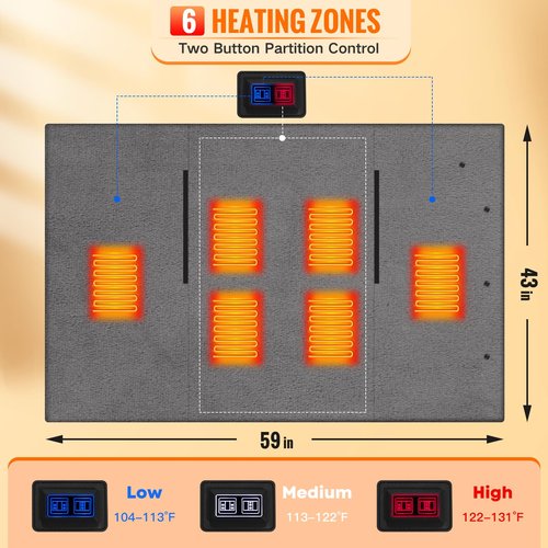 Heated Blanket Battery Operated, USB Cordless Electric Blanket with Battery and 3 Heating Levels, Portable Heated Wearable Blanket Heated Shawl Throw for Home & Outdoor(Black