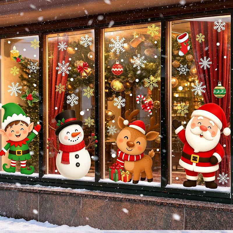 Large Christmas Window Clings - 2 Sheets 11.8 x 31.5 in Static Vinyl
