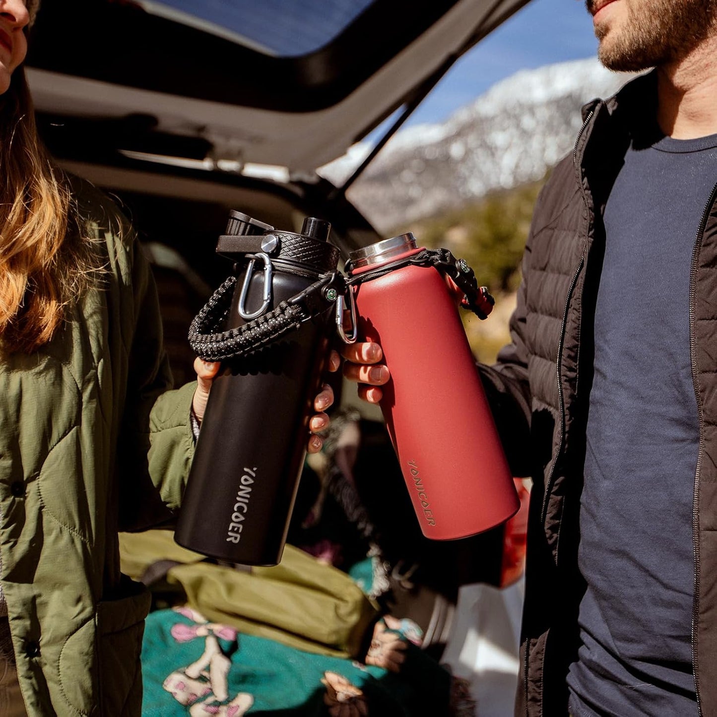 Skiennix Insulated Water Bottle - 40oz Triple Wall Vacuum Stainless Steel | Leak Proof, Dishwasher Safe, Black