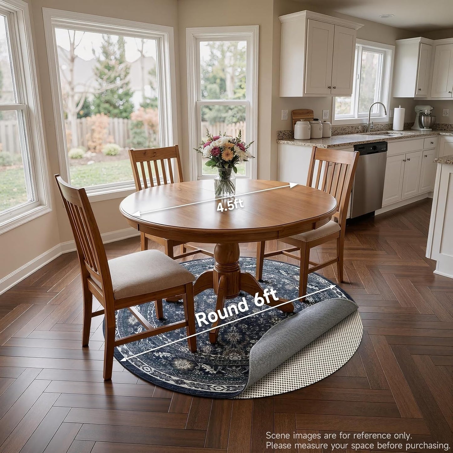 Veken Round Rug Pad Gripper - Non-Slip 6 Ft Circle Rug Pad for Hardwood & Tile Floors