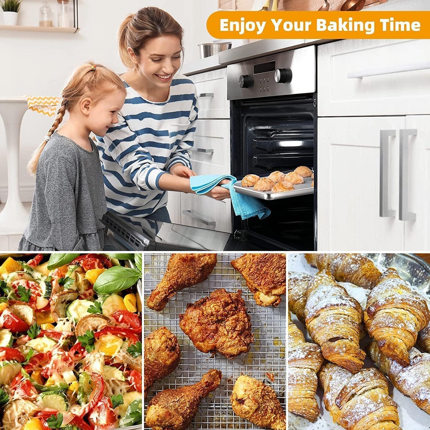 OPENICE Large Air Fryer Basket - 15.3" x 11.0" Stainless Steel Tray with 30PCS Parchment Papers for Baking & Grilling